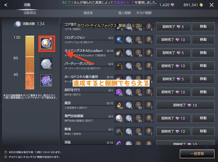 トラハ 本日の活動報酬