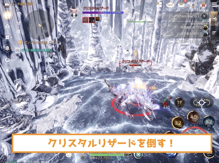 クリスタルリザードを倒す 水晶の洞窟