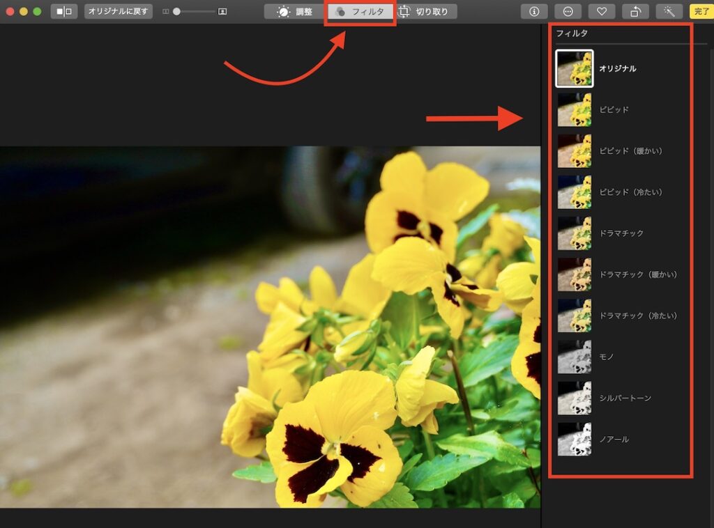 Mac 写真アプリ フィルタ