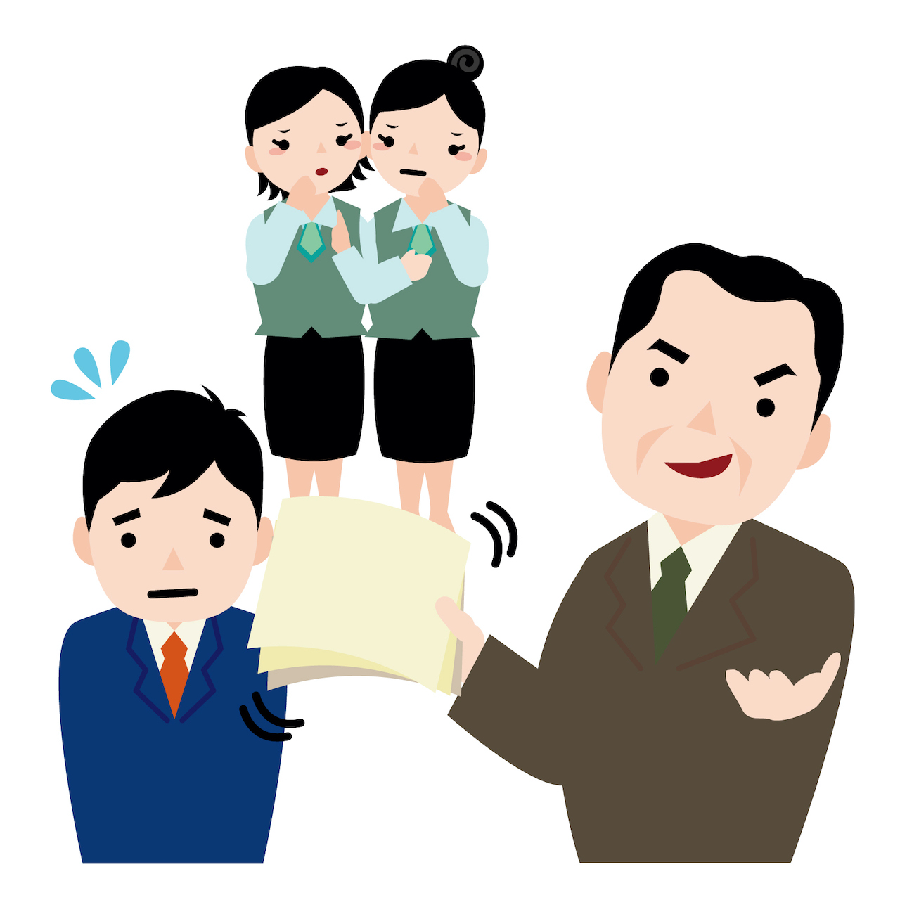 仕事を押し付けられる男性社員のイラスト