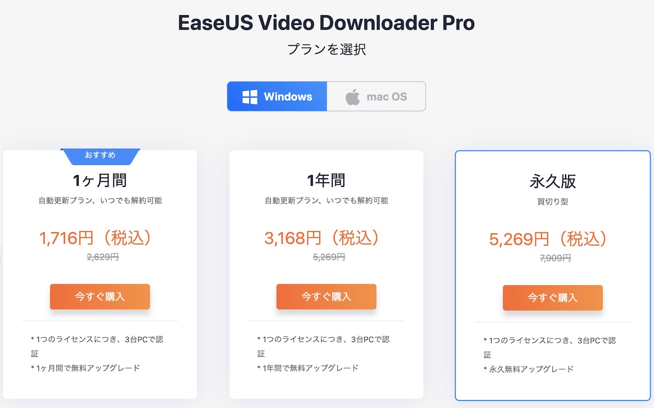 EaseUS Video Downloader 価格