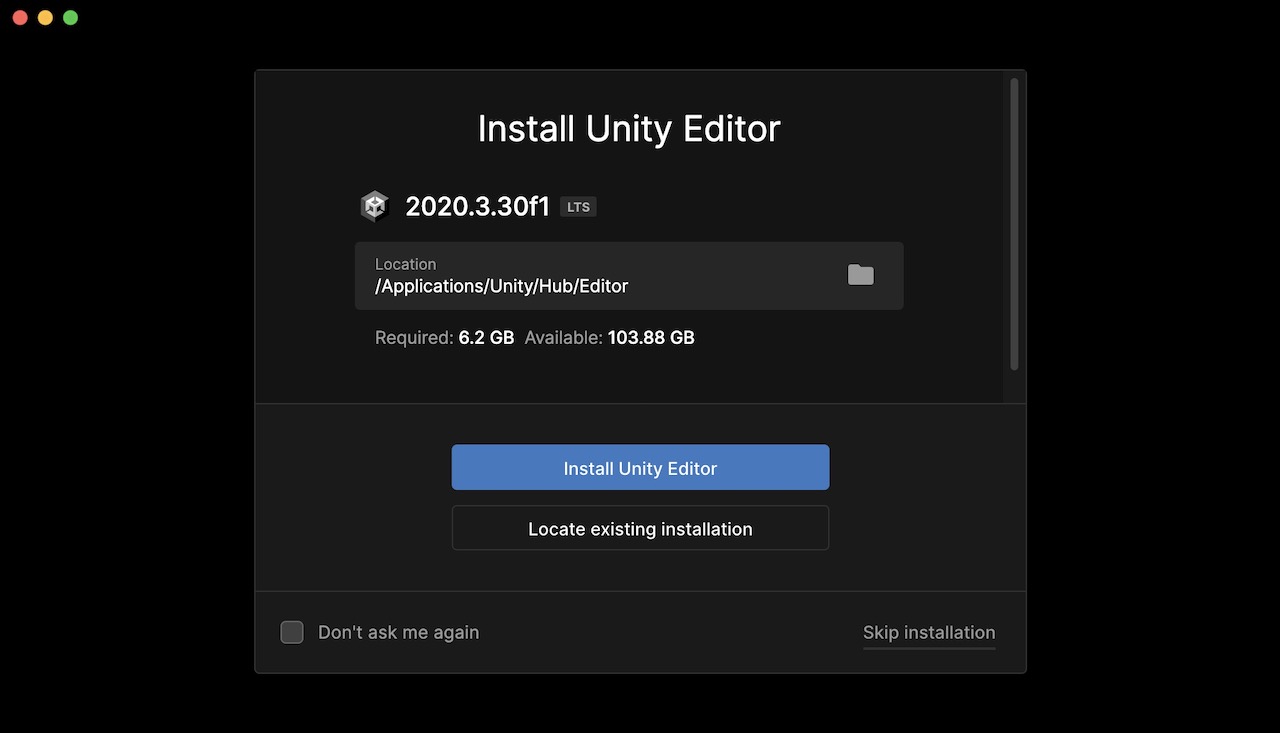 Unity Editor ダウンロード
