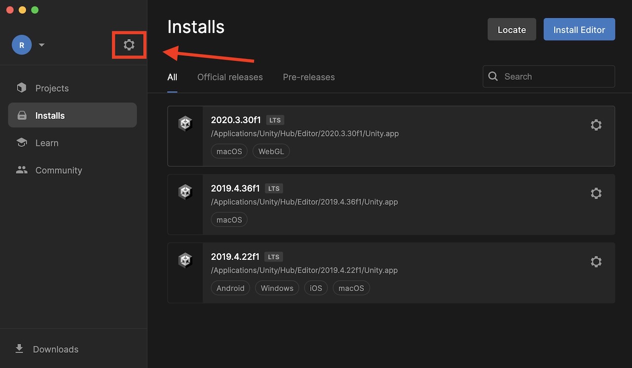 Unity hubを日本語に
