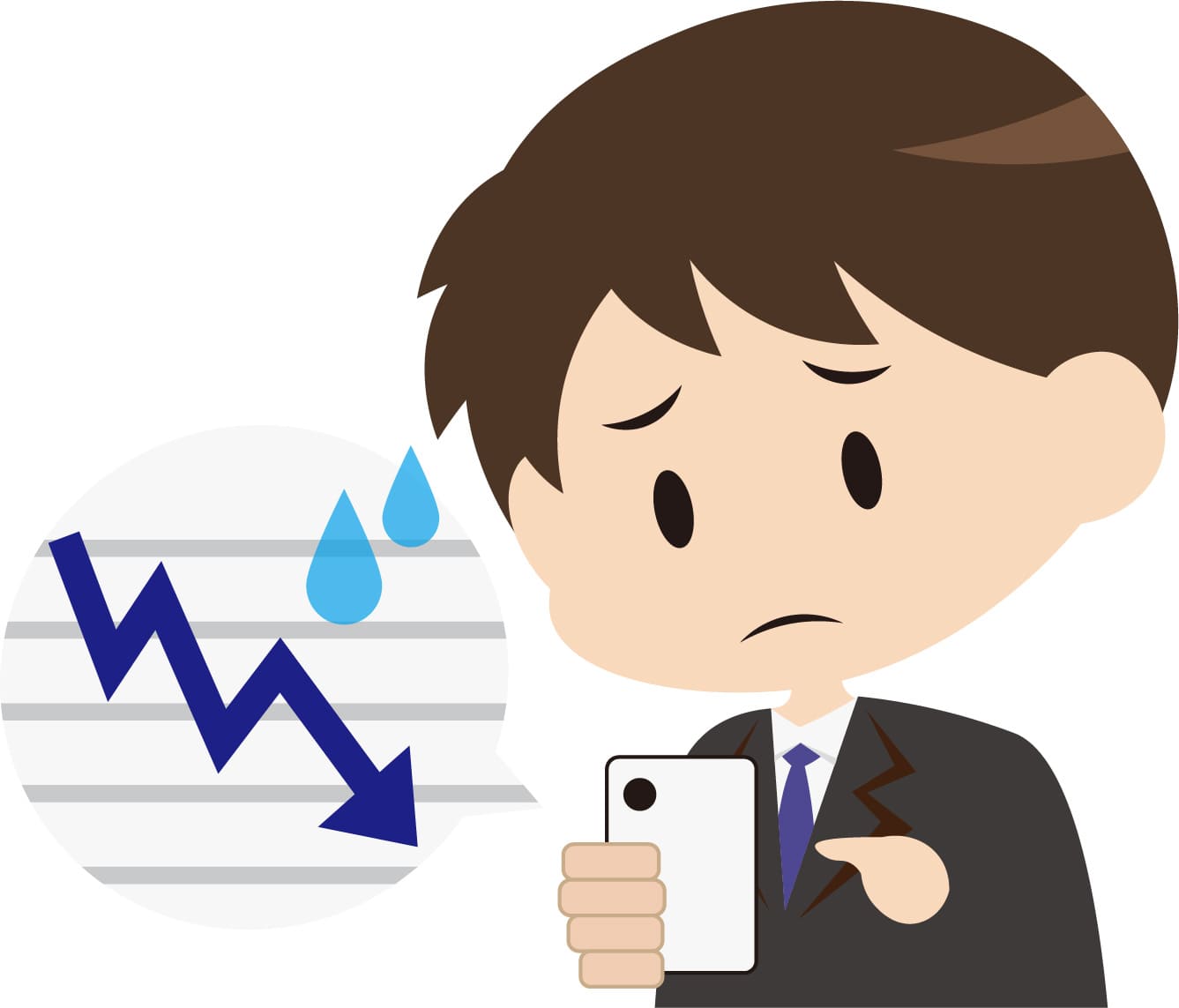 恐る恐る投資をする男性