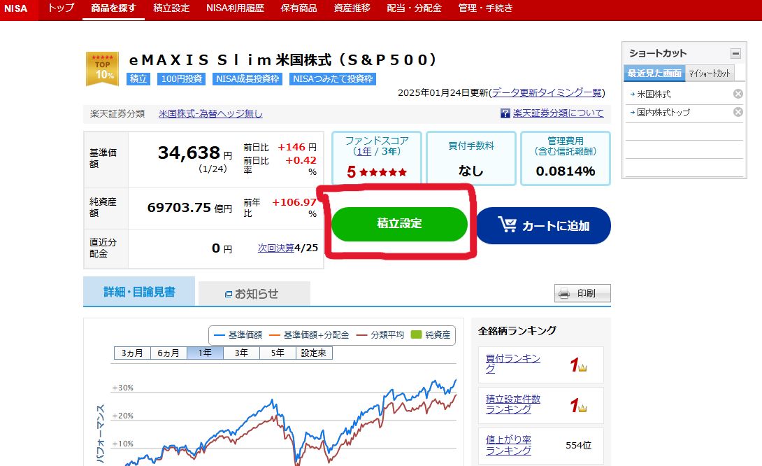 楽天証券 積立設定4