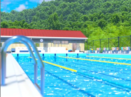 VRChatワールド紹介 澄夏町学校 プール開放日 -School Swimming Pool in Summer- サムネイル