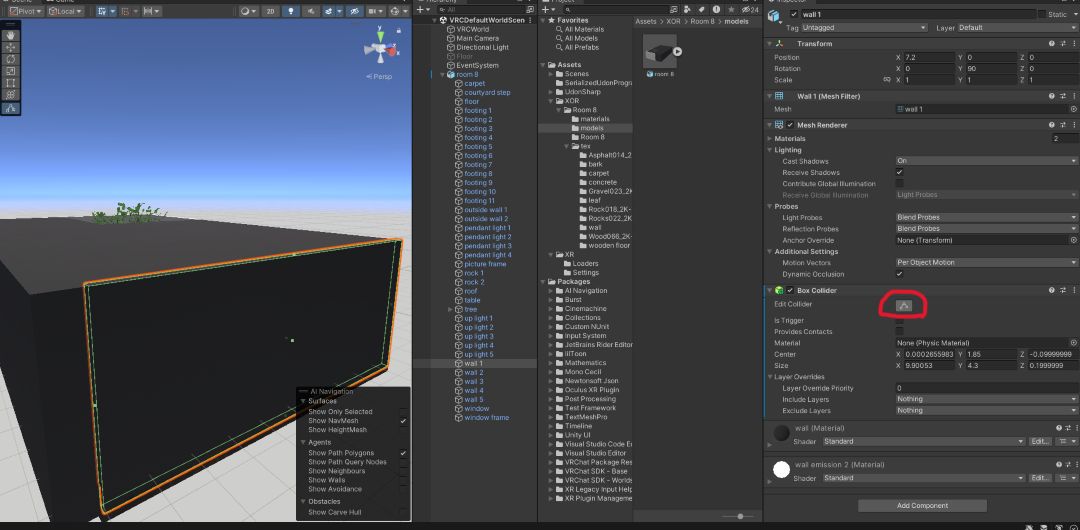 VRchat ワールドアセットにコライダーを付ける3