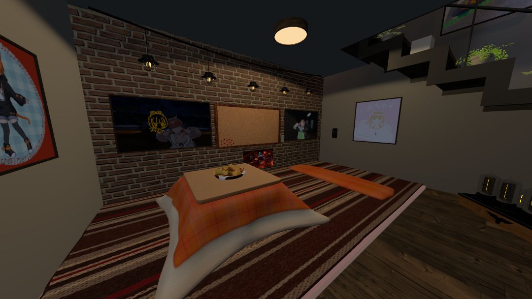 VRChatワールド紹介 イオのロフトハウス-雨の降るお家 2