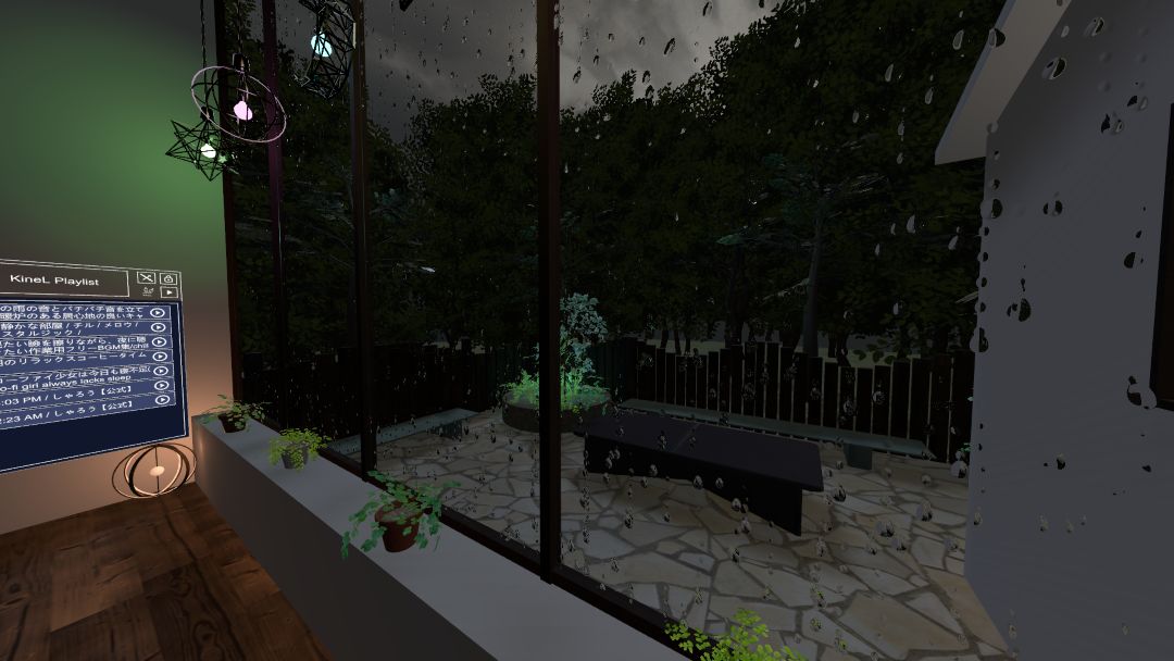 VRChatワールド紹介 イオのロフトハウス-雨の降るお家 4