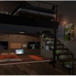 VRChatワールド紹介 イオのロフトハウス-雨の降るお家 サムネイル