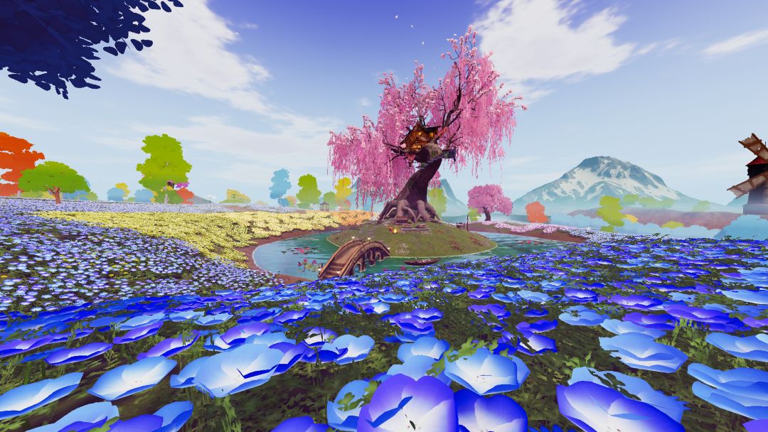 VRChatワールド紹介 夢紡ぐ花原、星降る桜柳 ⁄ Dreamlike Cherry Willow 1