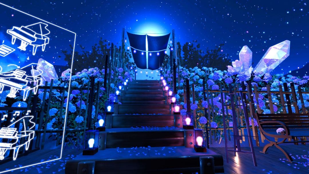 VRChatワールド紹介 月下、紫陽花は歌う Moonlit Hydrangeas Sing 2