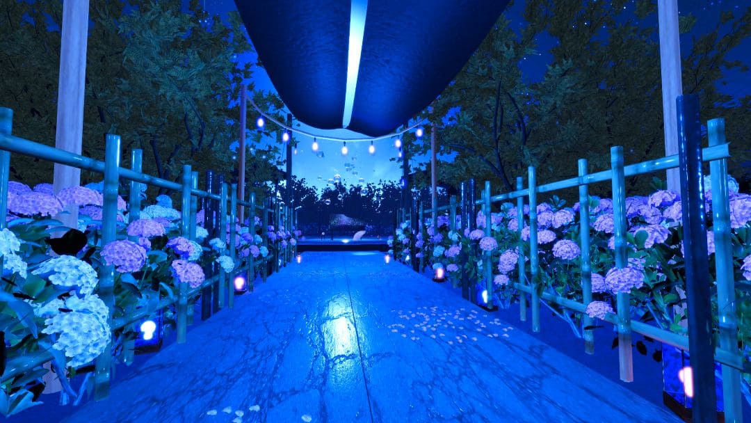VRChatワールド紹介 月下、紫陽花は歌う Moonlit Hydrangeas Sing 3