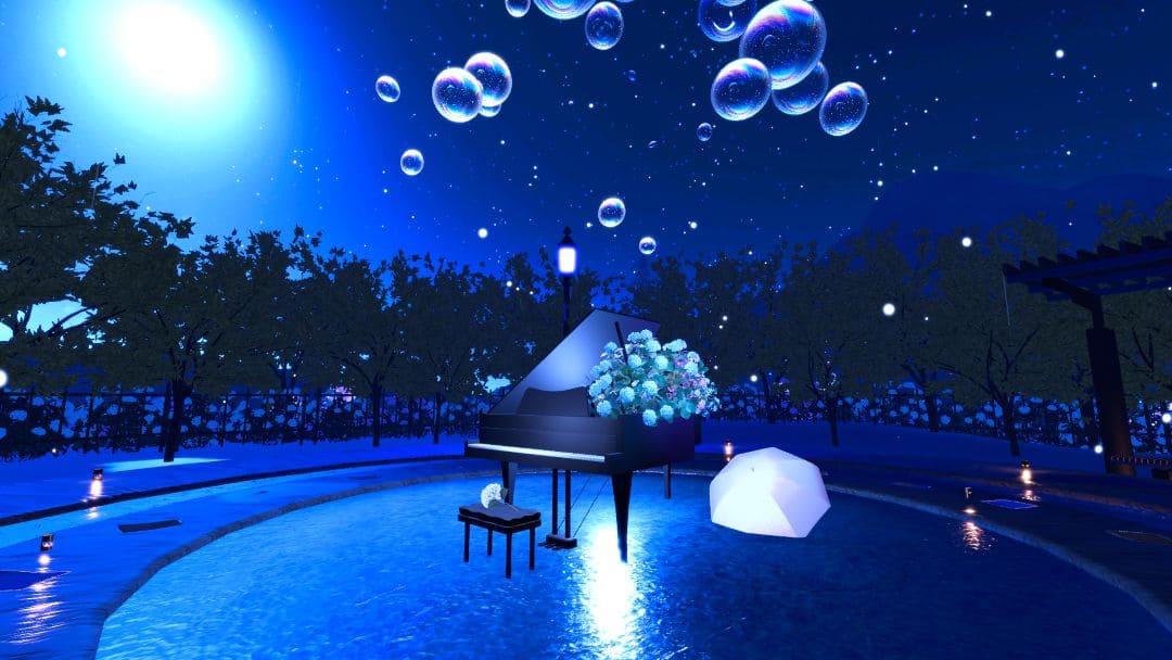 VRChatワールド紹介 月下、紫陽花は歌う Moonlit Hydrangeas Sing 4
